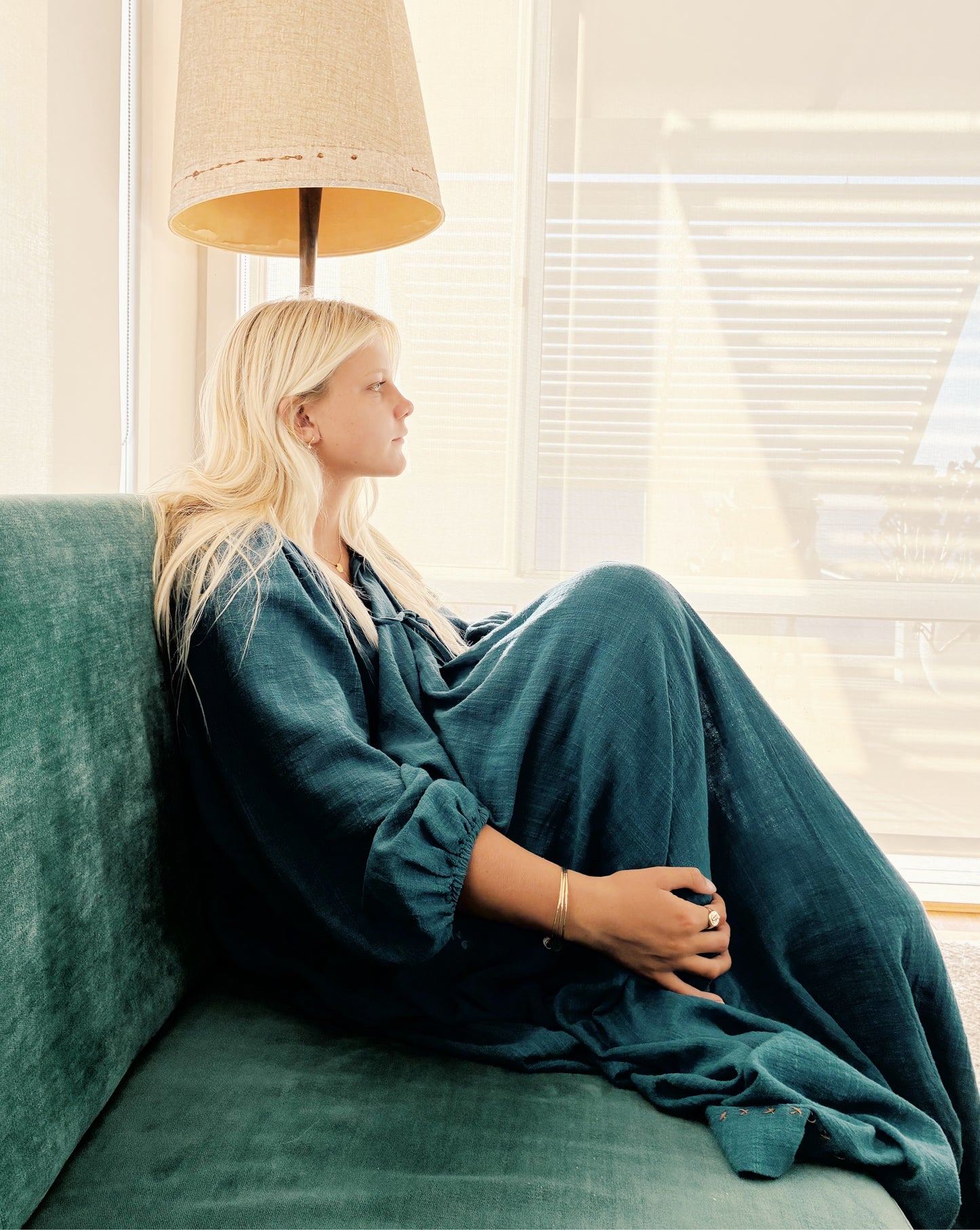 The Stromboli Kaftan in Sea Green