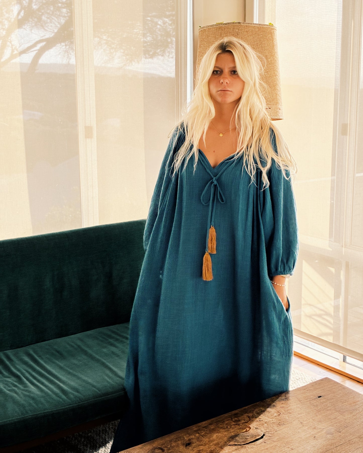 The Stromboli Kaftan in Teal Blue