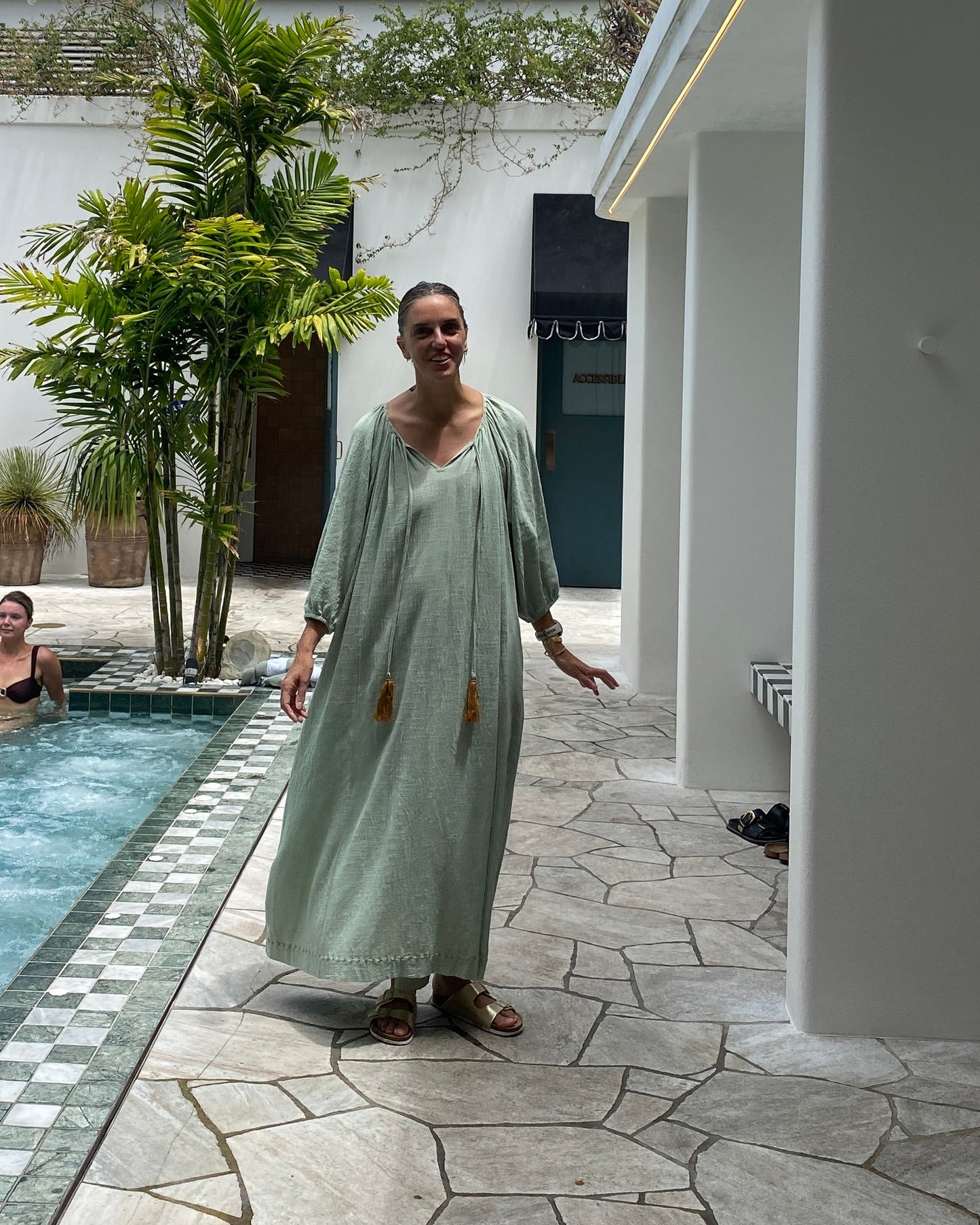 The Stromboli Kaftan in Pistachio