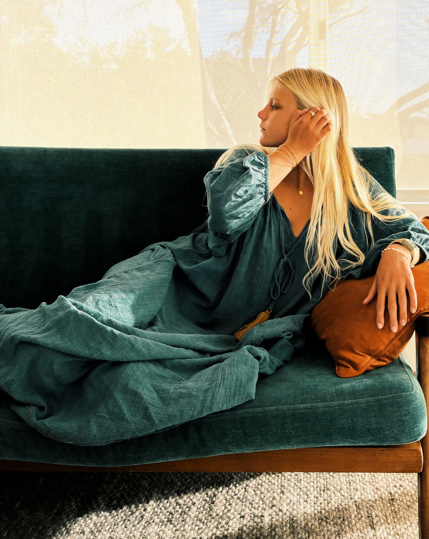 The Stromboli Kaftan in Sea Green