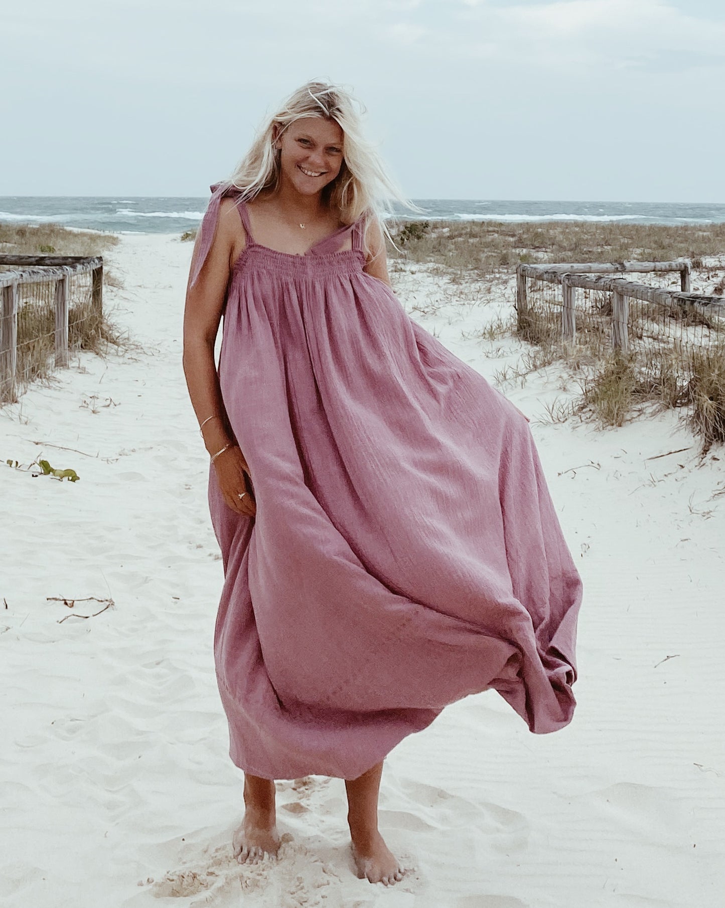 The Mallorca Sundress in Dusky Pink