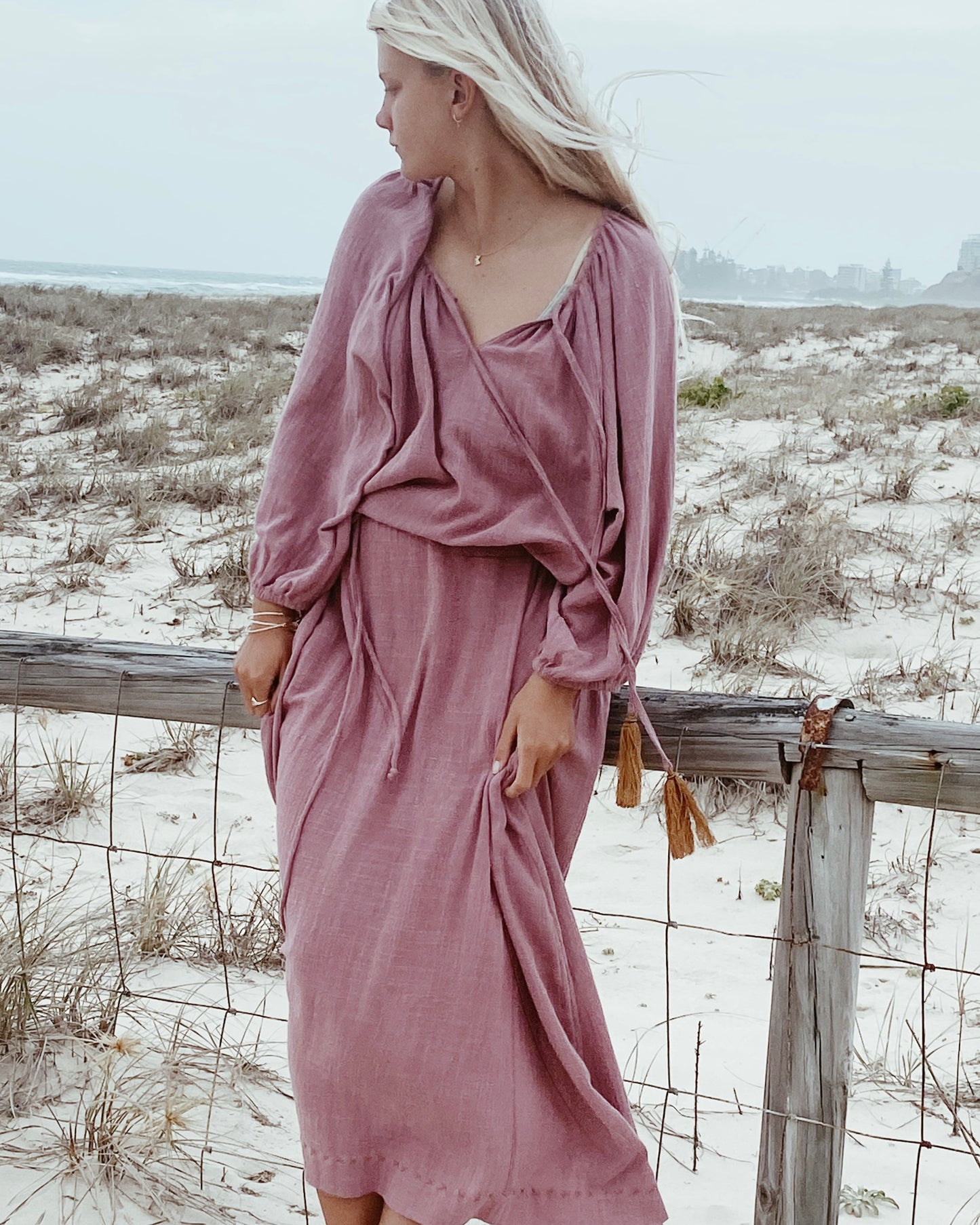 The Stromboli Kaftan in Dusky Pink