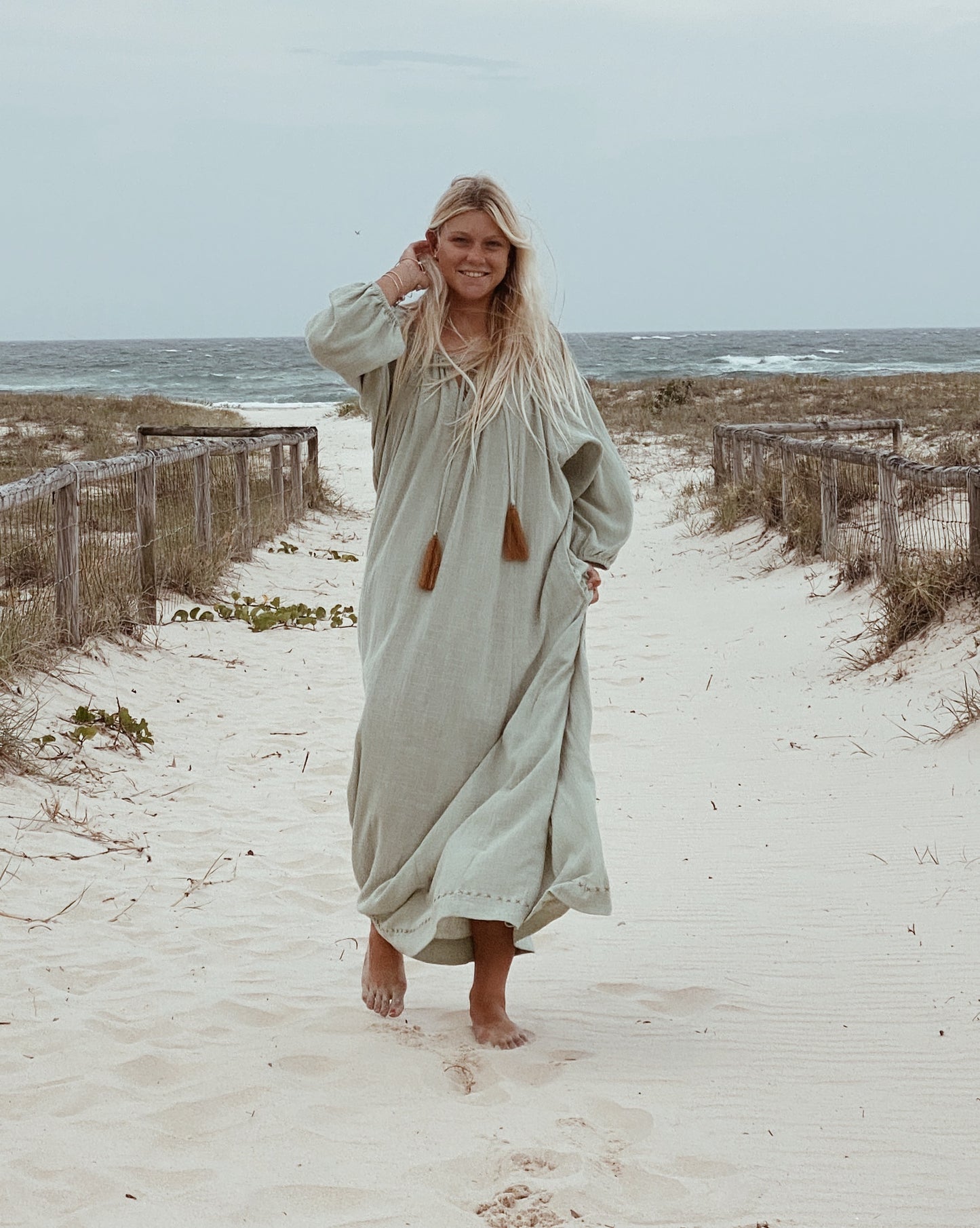 The Stromboli Kaftan in Pistachio