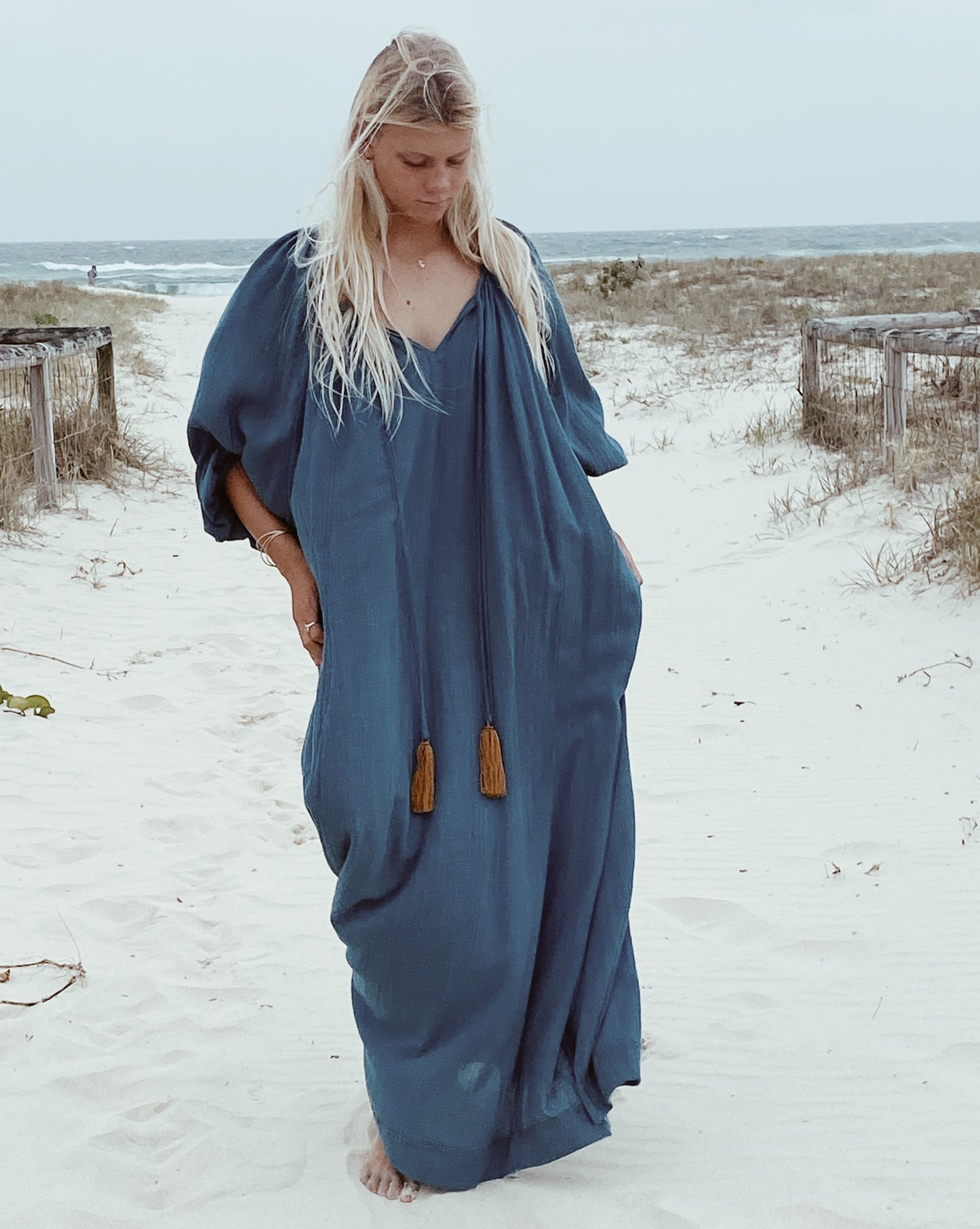 The Stromboli Kaftan in Teal Blue