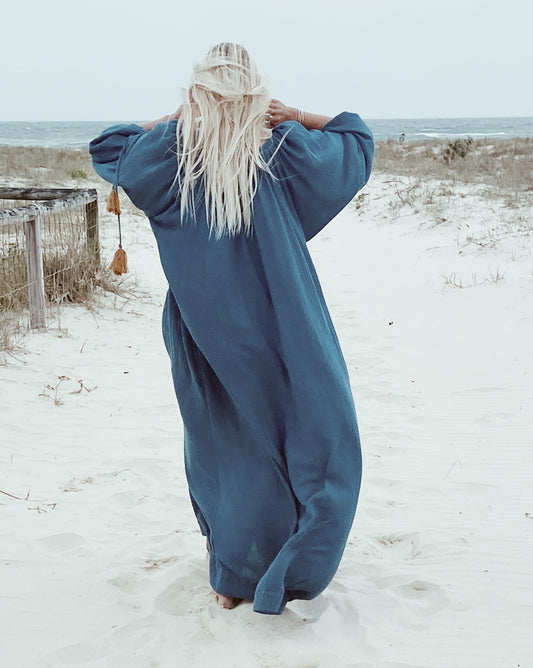 The Stromboli Kaftan in Teal Blue
