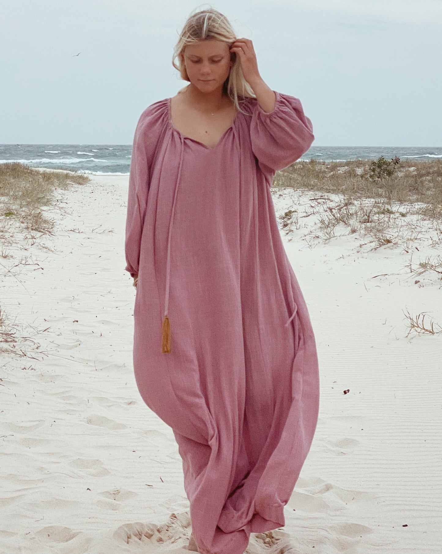 The Stromboli Kaftan in Dusky Pink