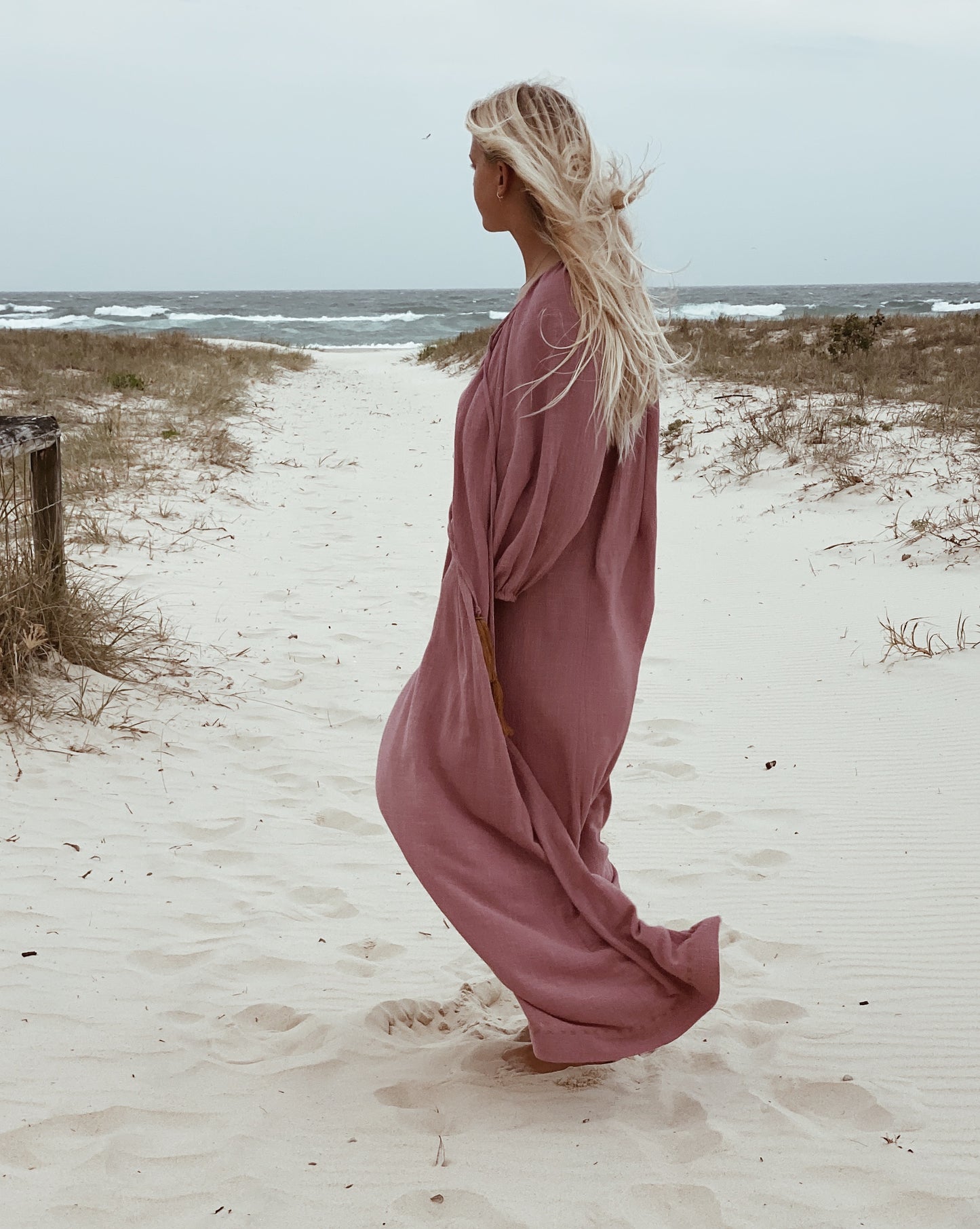 The Stromboli Kaftan in Dusky Pink