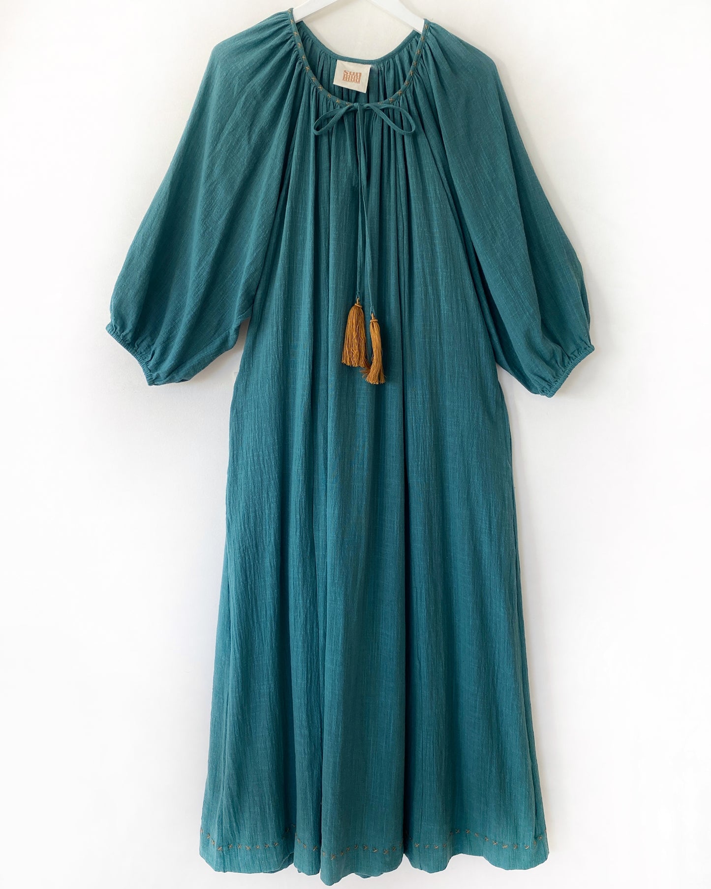 The Stromboli Kaftan in Sea Green